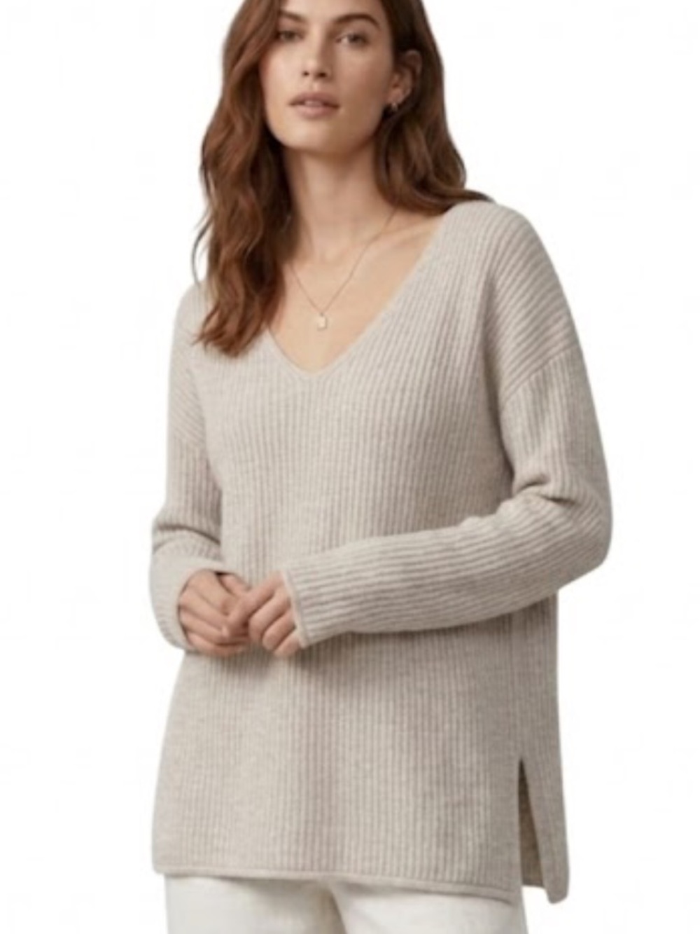 Aritzia Wilfred Free wool linen blend v-neck sweater grey size medium